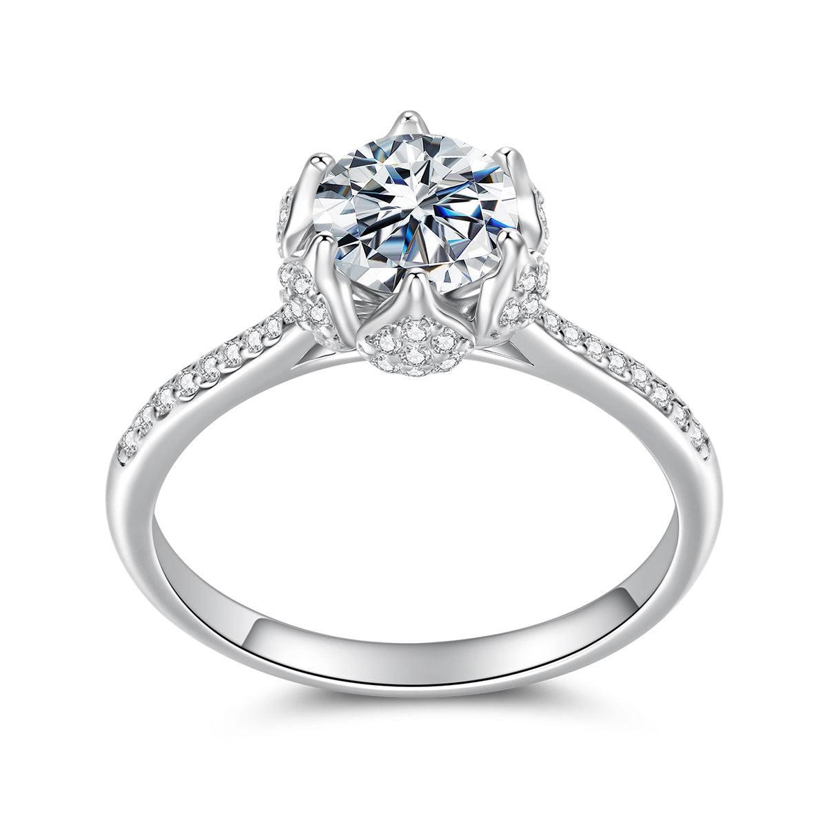 Crown Pavé Solitaire Ring