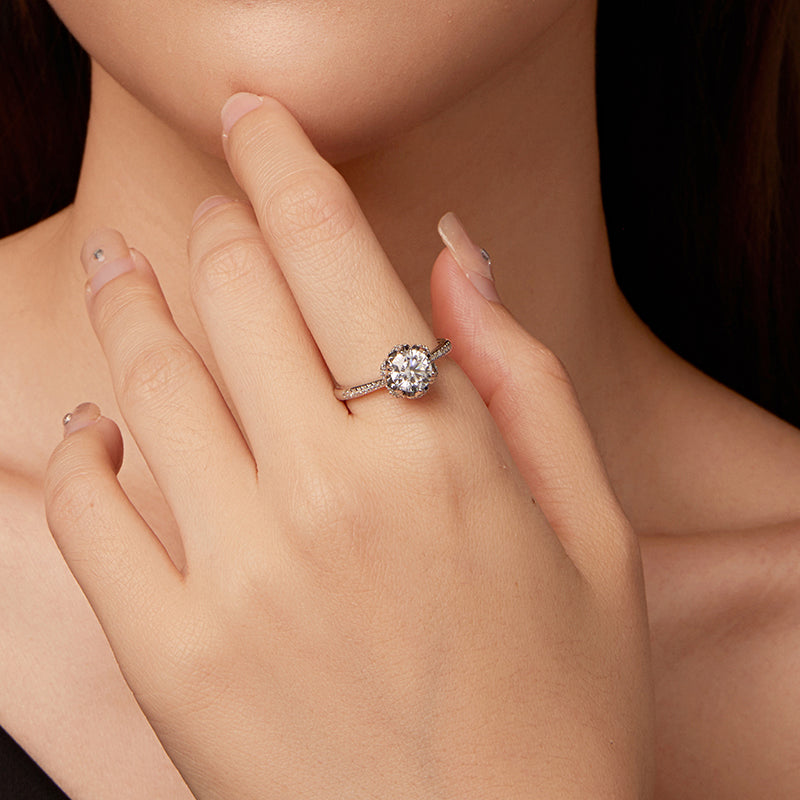 Crown Pavé Solitaire Ring