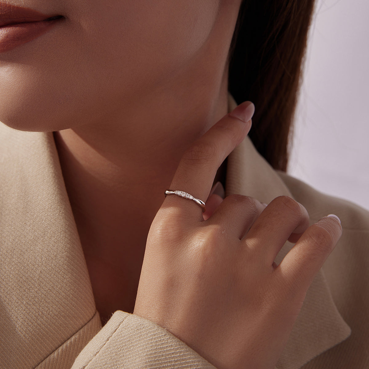 Twisted Pavé Stacking Band