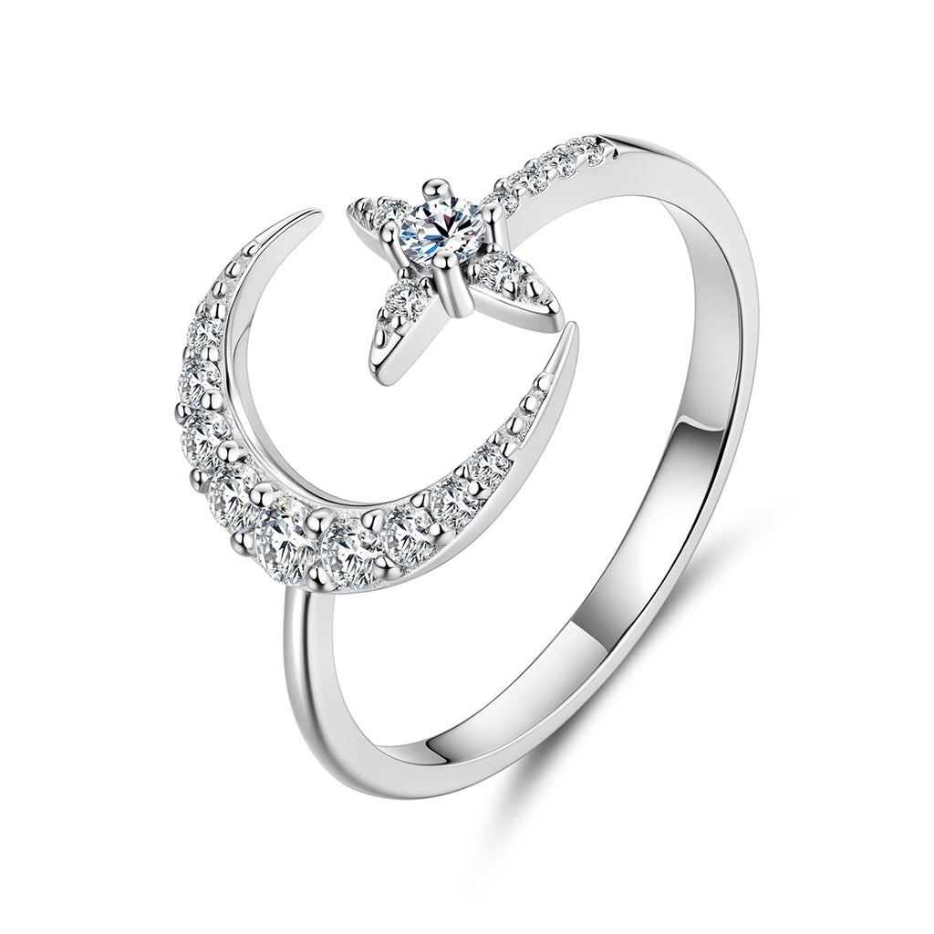 Star & Moon Pavé Ring