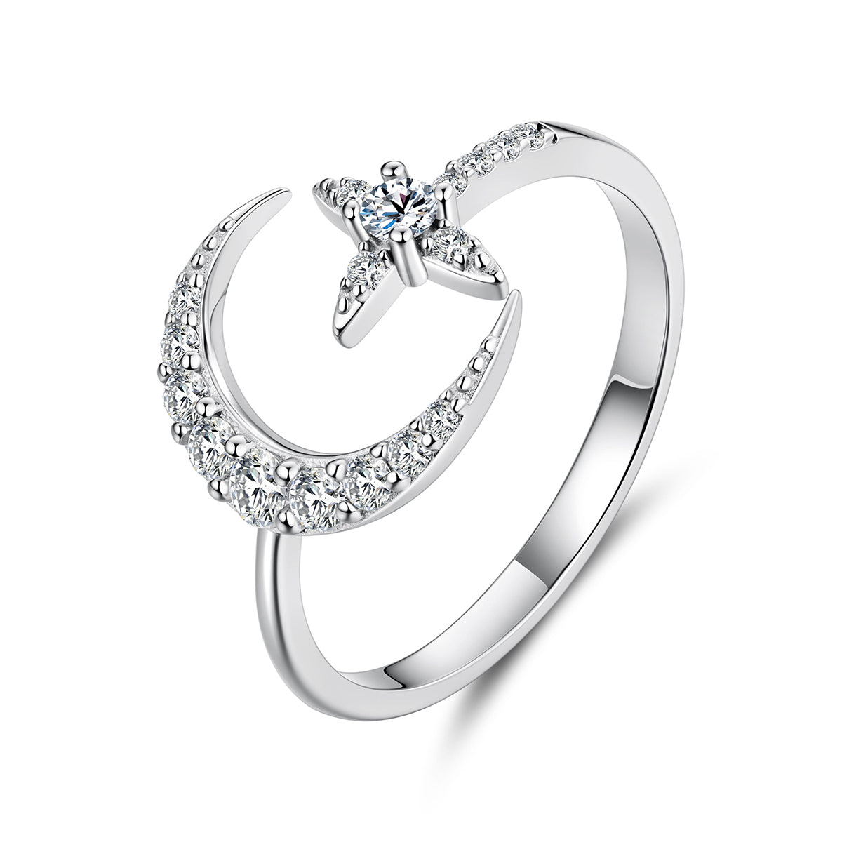 Star & Moon Pavé Ring