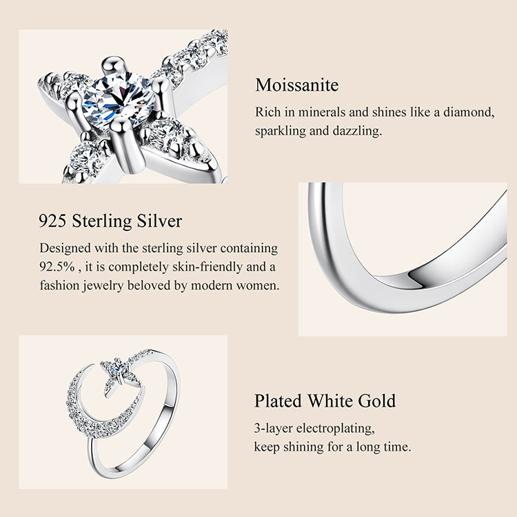 Star & Moon Pavé Ring