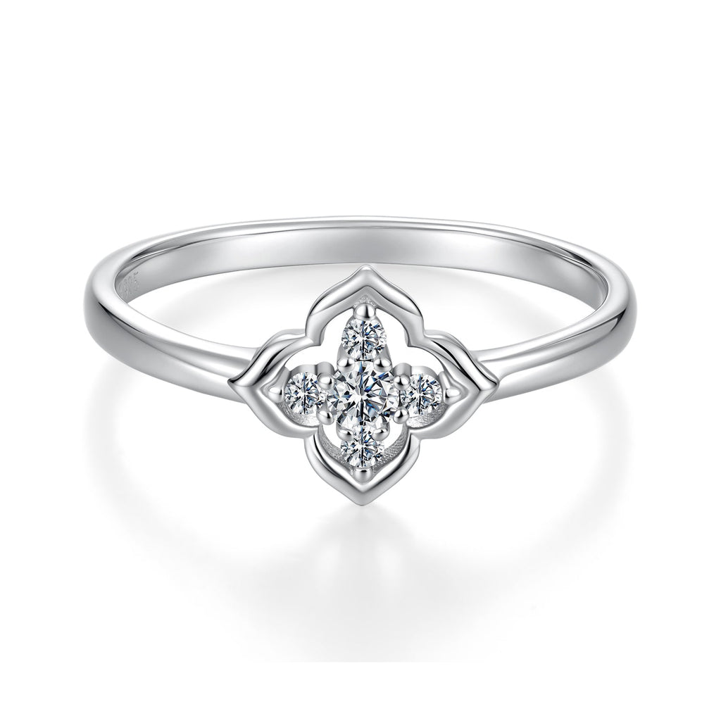 Quatrefoil Moissanite Ring|BAMOER