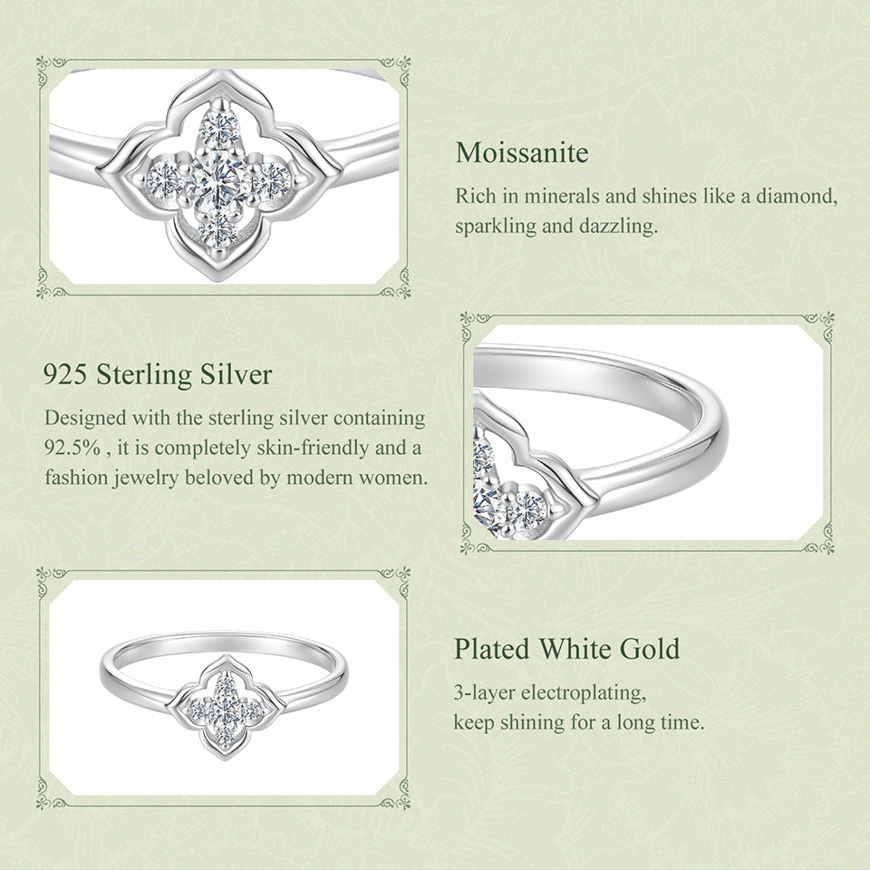 Quatrefoil Moissanite Ring|BAMOER