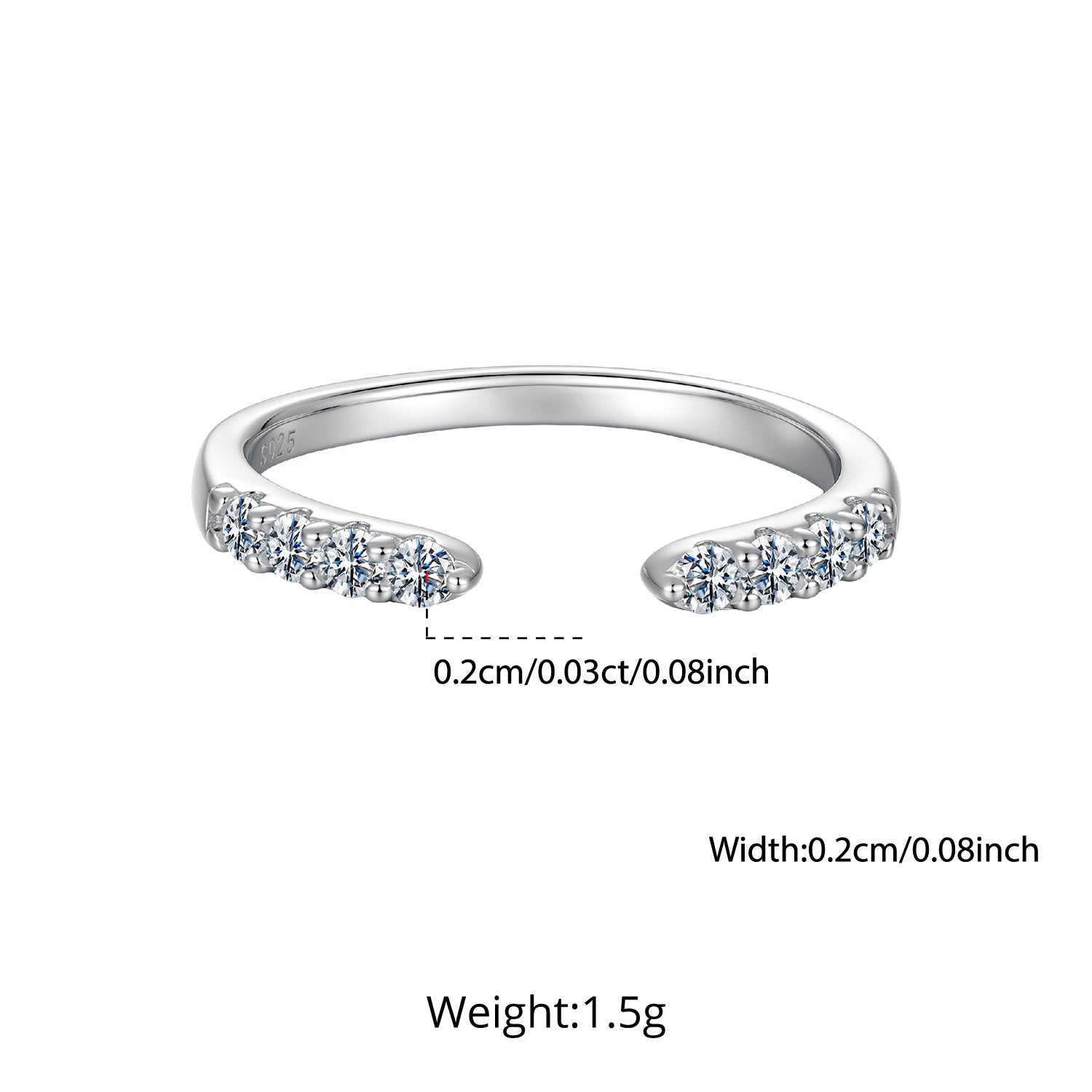 Open-End Moissanite Band|BAMOER