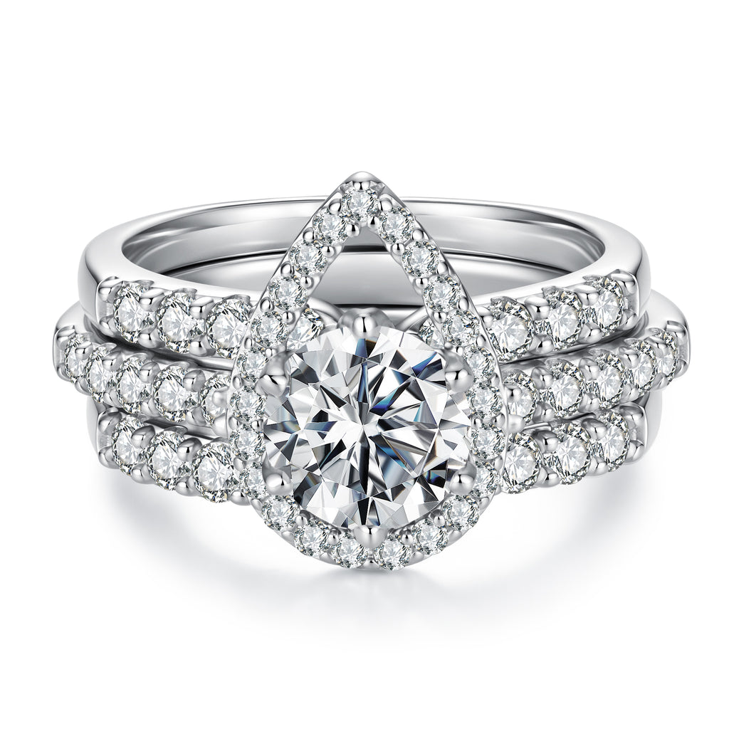 BAMOER Round Halo Stackable Ring