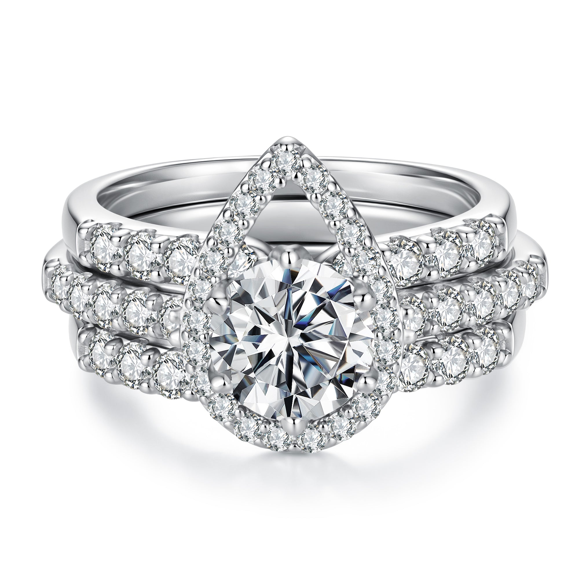 BAMOER Round Halo Stackable Ring