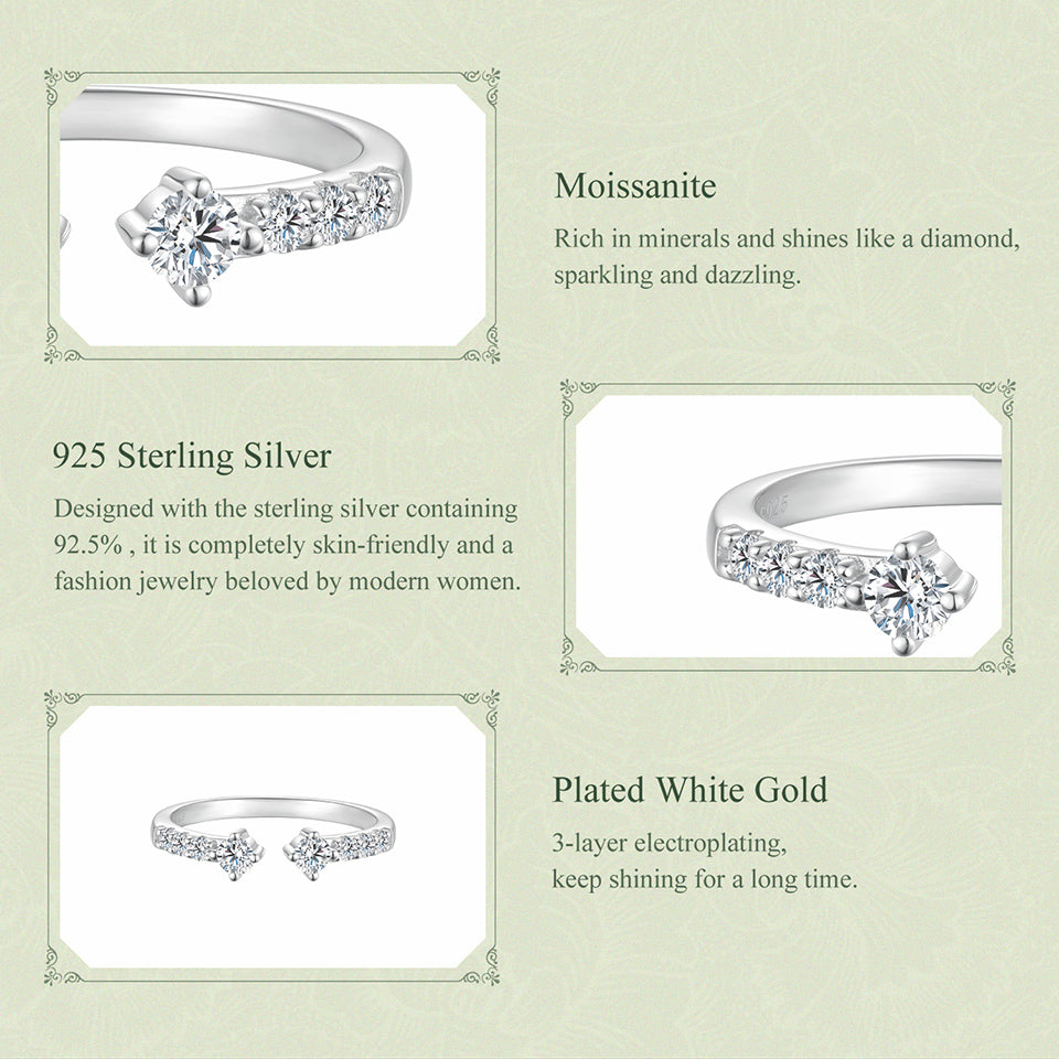 Twin-Stone Open Ring|BAMOER