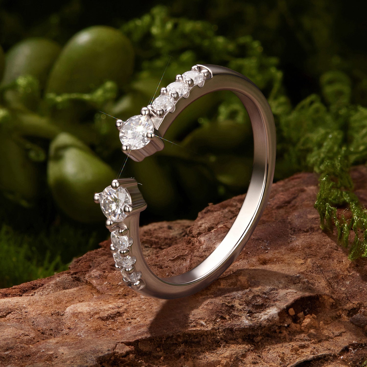 Twin-Stone Open Ring|BAMOER