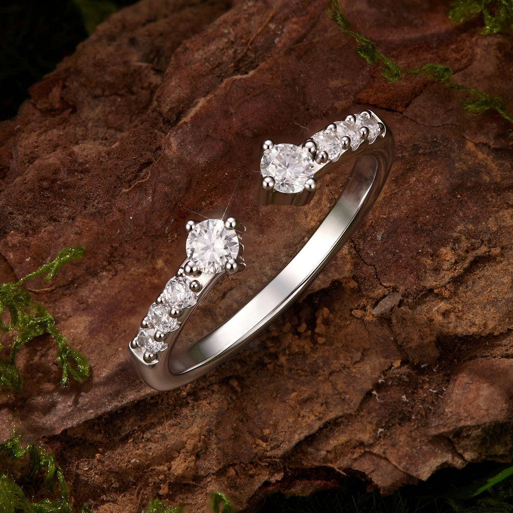 Twin-Stone Open Ring|BAMOER