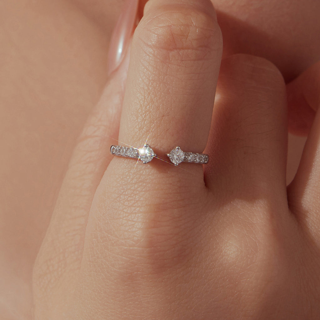 Twin-Stone Open Ring|BAMOER