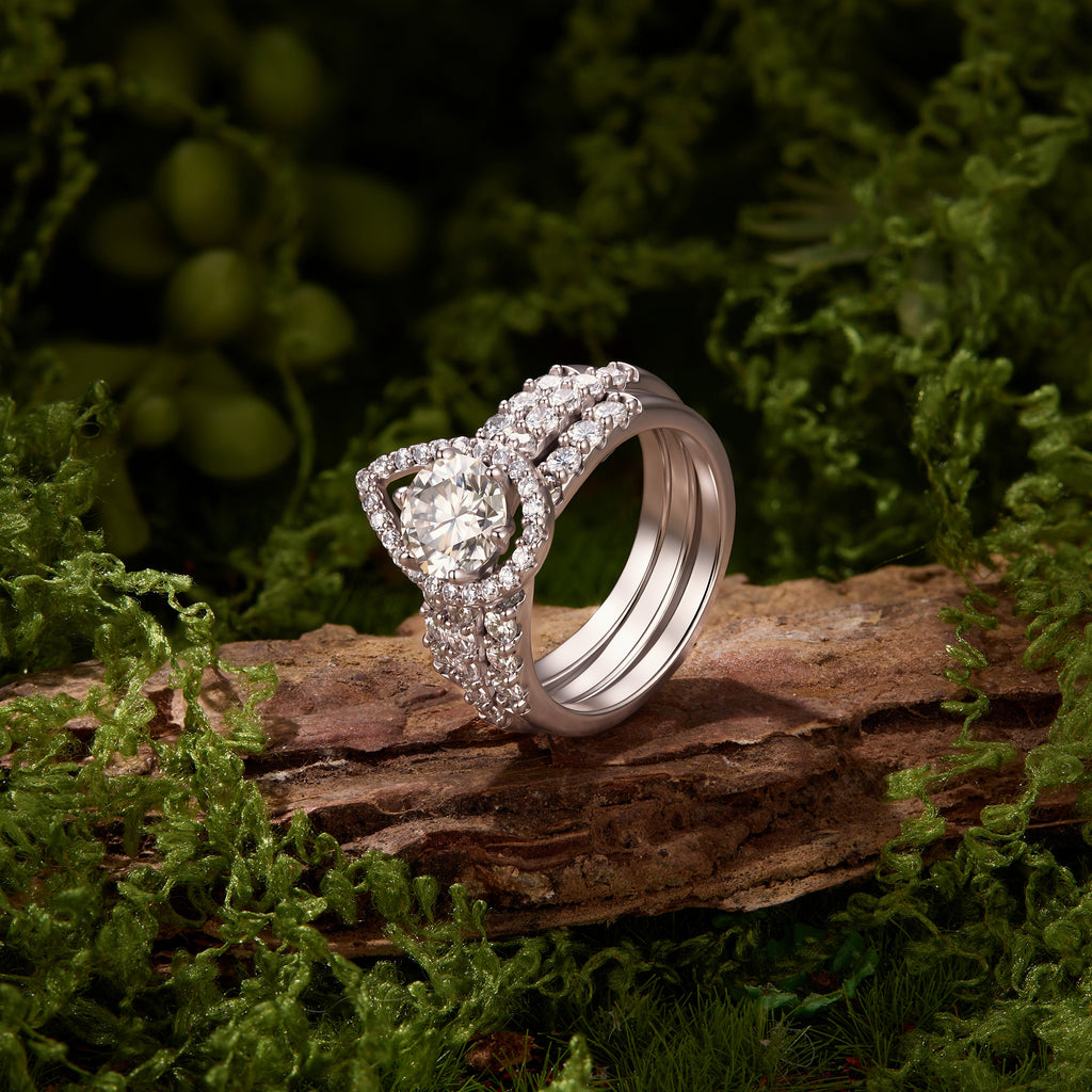 BAMOER Round Halo Stackable Ring