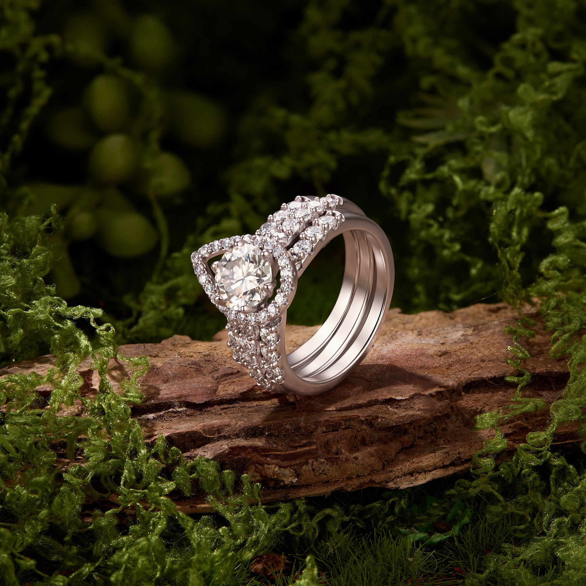 BAMOER Round Halo Stackable Ring