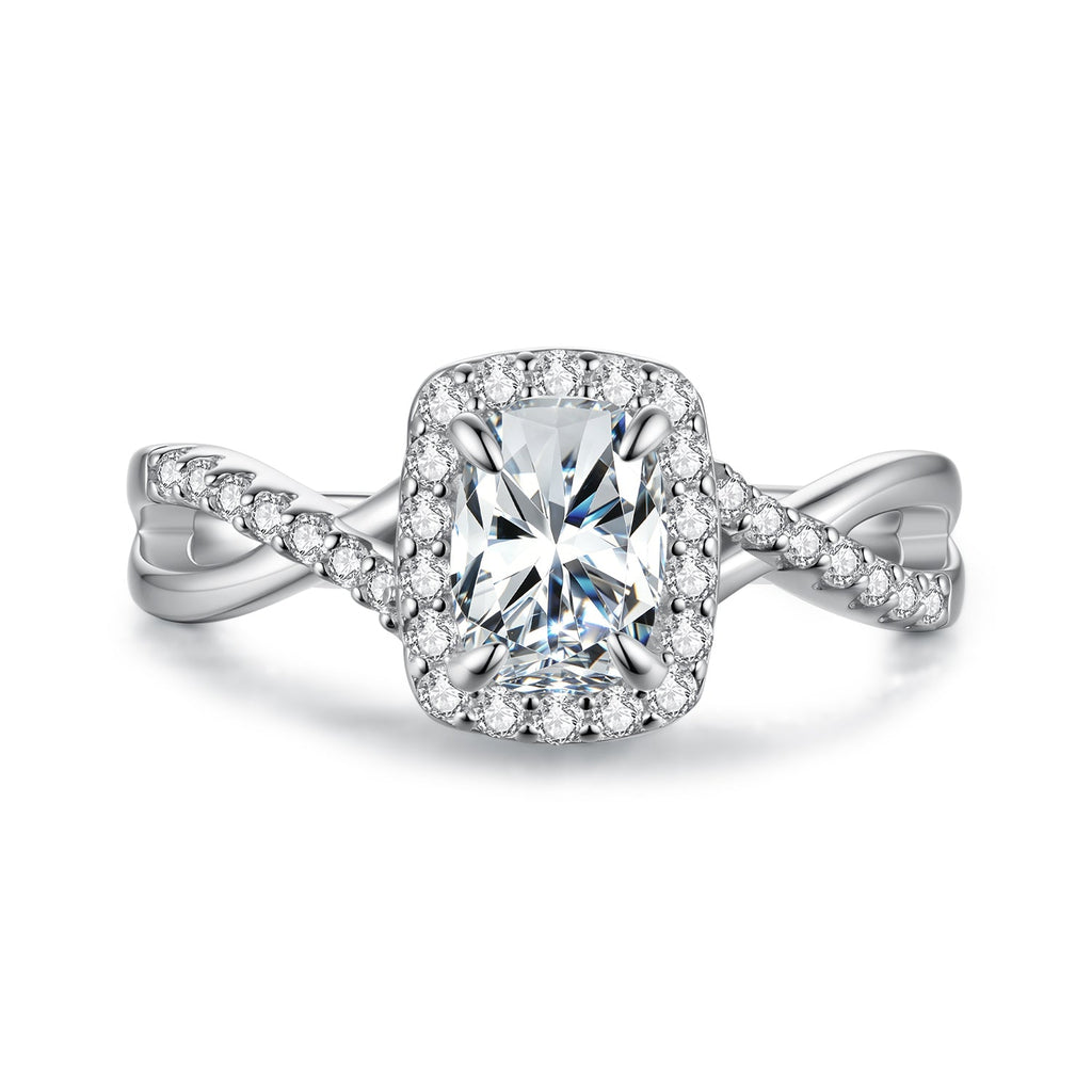 Halo Cushion Moissanite Ring|BAMOER