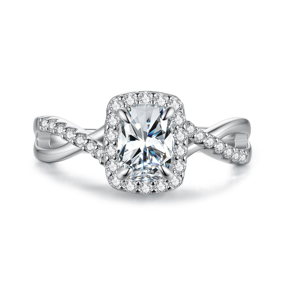 Halo Cushion Moissanite Ring|BAMOER