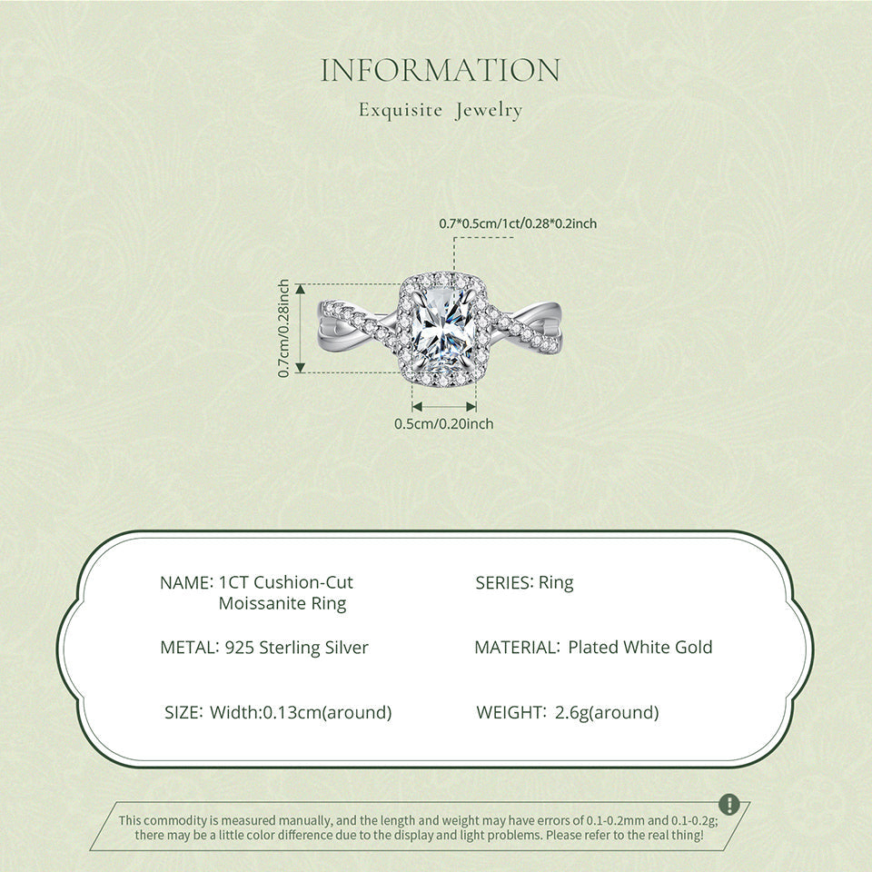 Halo Cushion Moissanite Ring|BAMOER