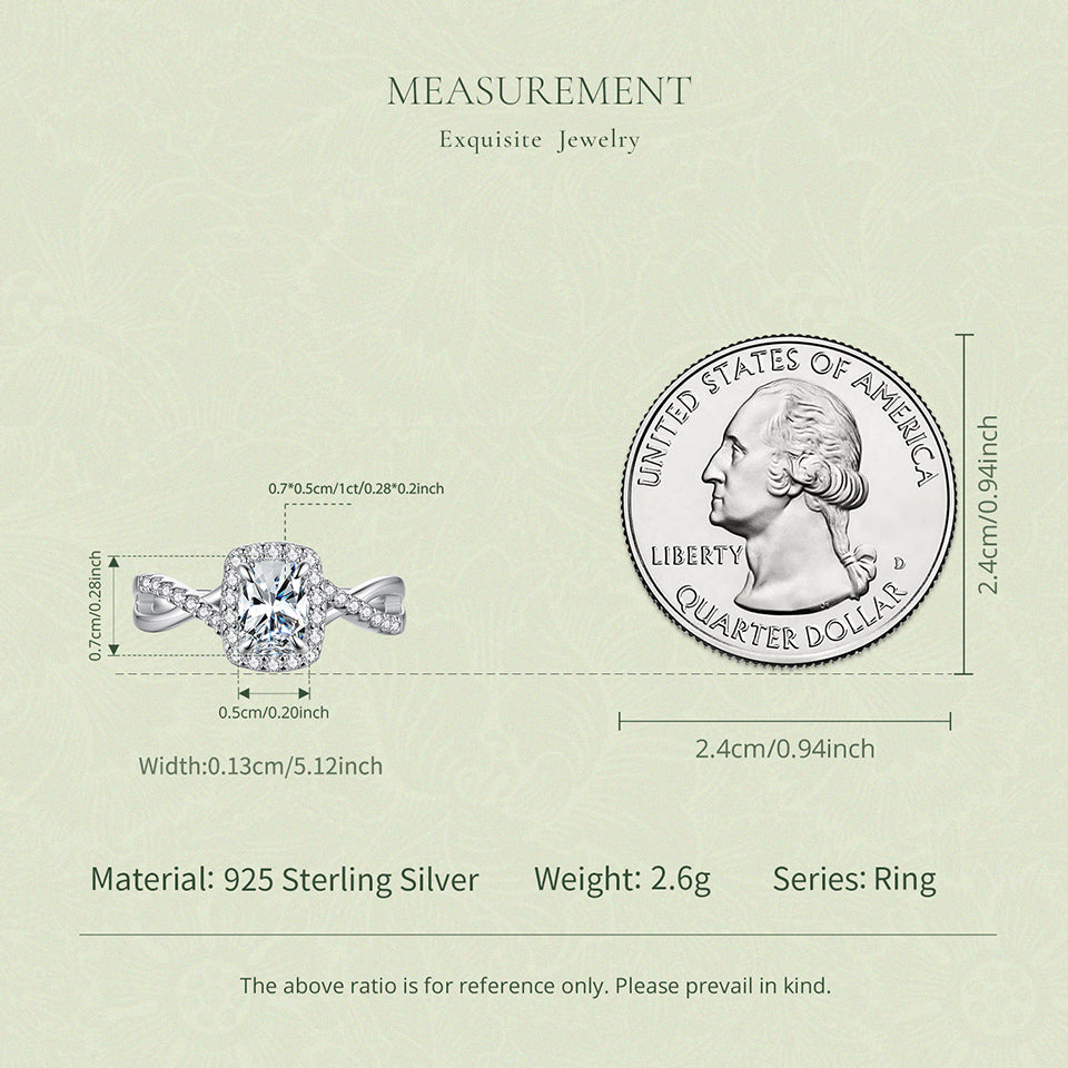 Halo Cushion Moissanite Ring|BAMOER