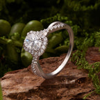 Halo Cushion Moissanite Ring|BAMOER