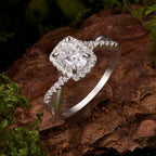Halo Cushion Moissanite Ring|BAMOER