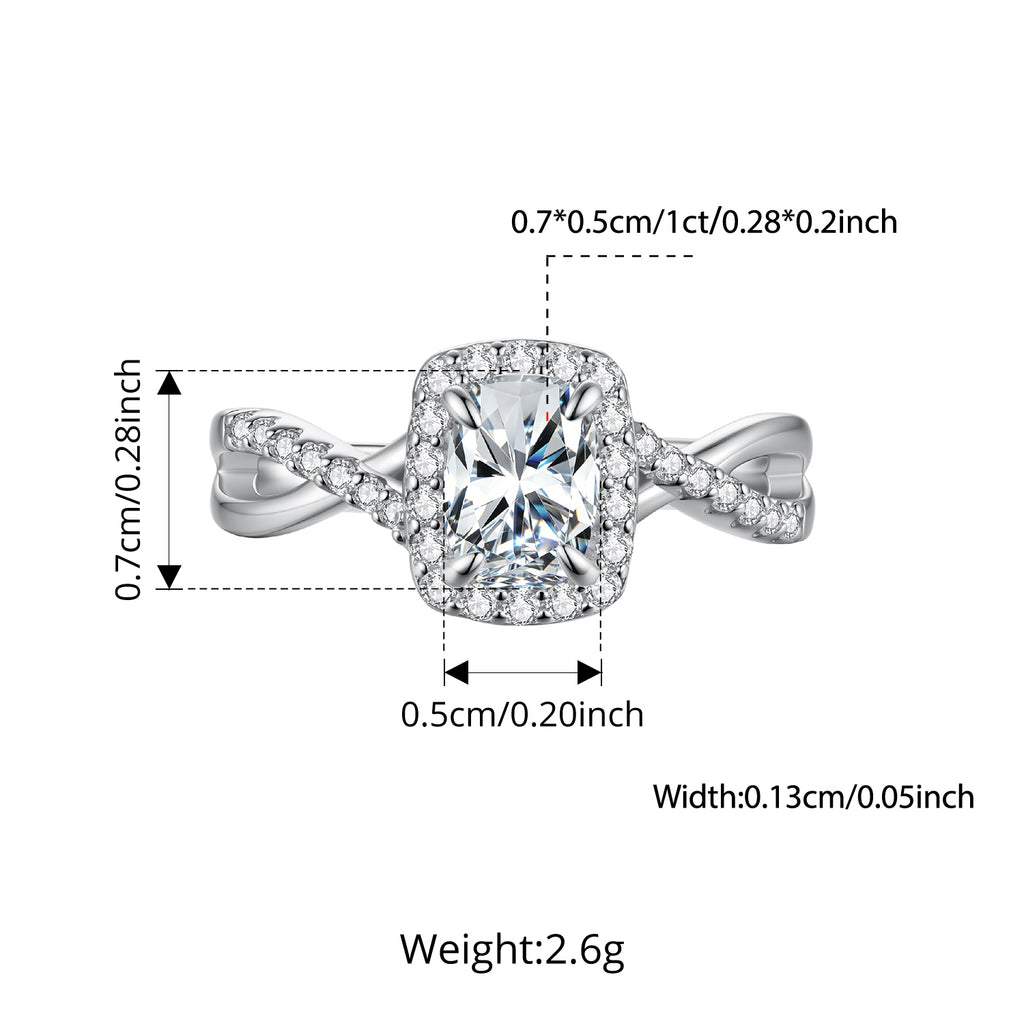 Halo Cushion Moissanite Ring|BAMOER