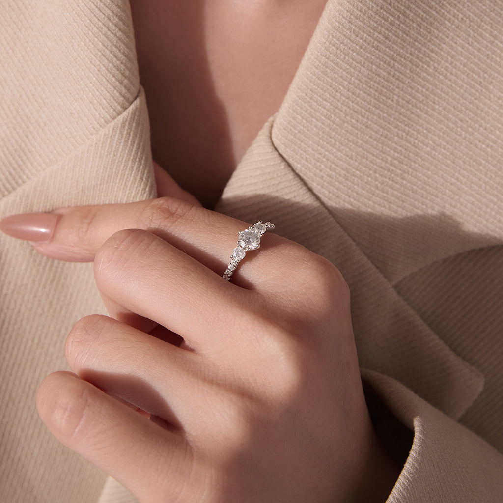 Classic Trilogy Moissanite Ring