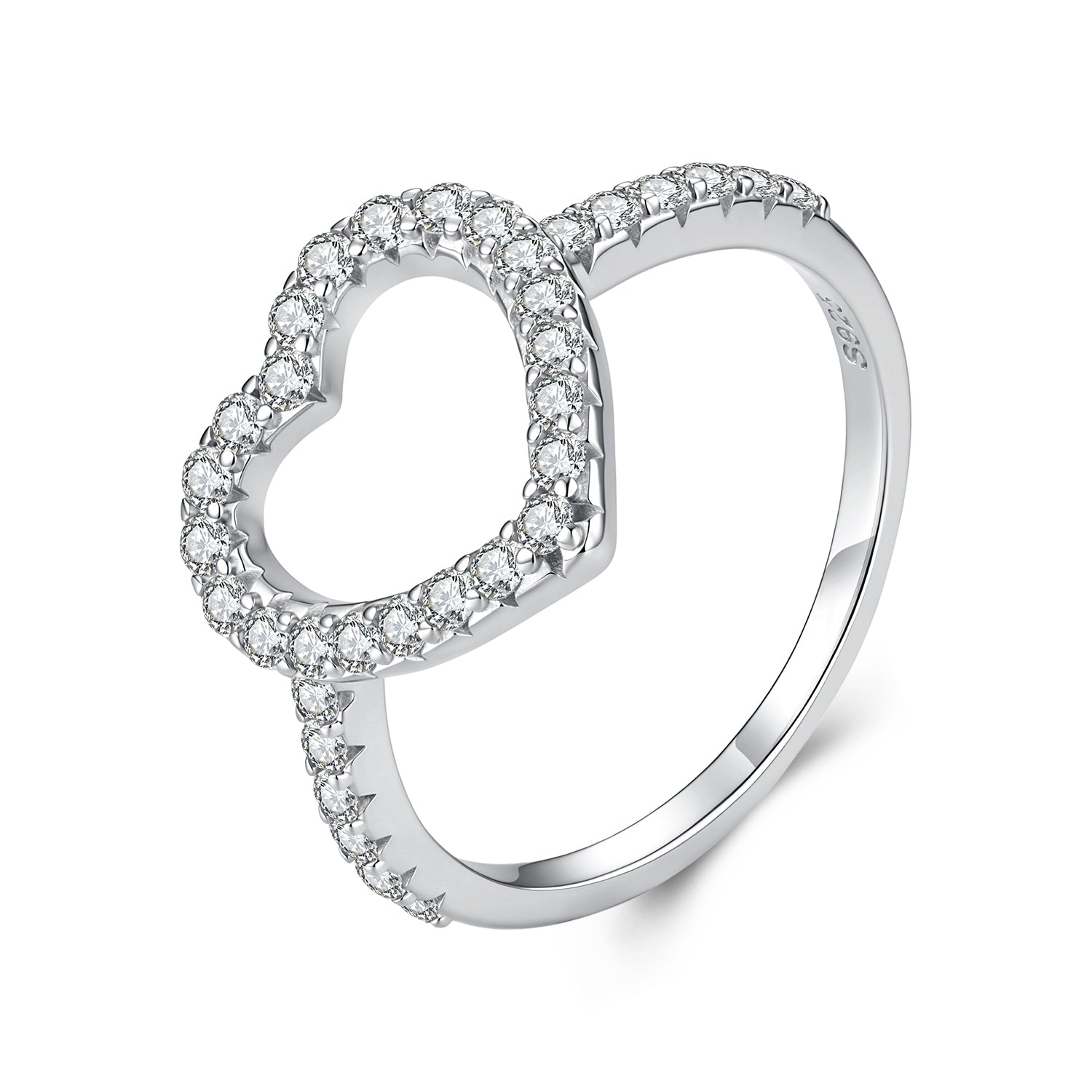 Open Heart Pavé Ring