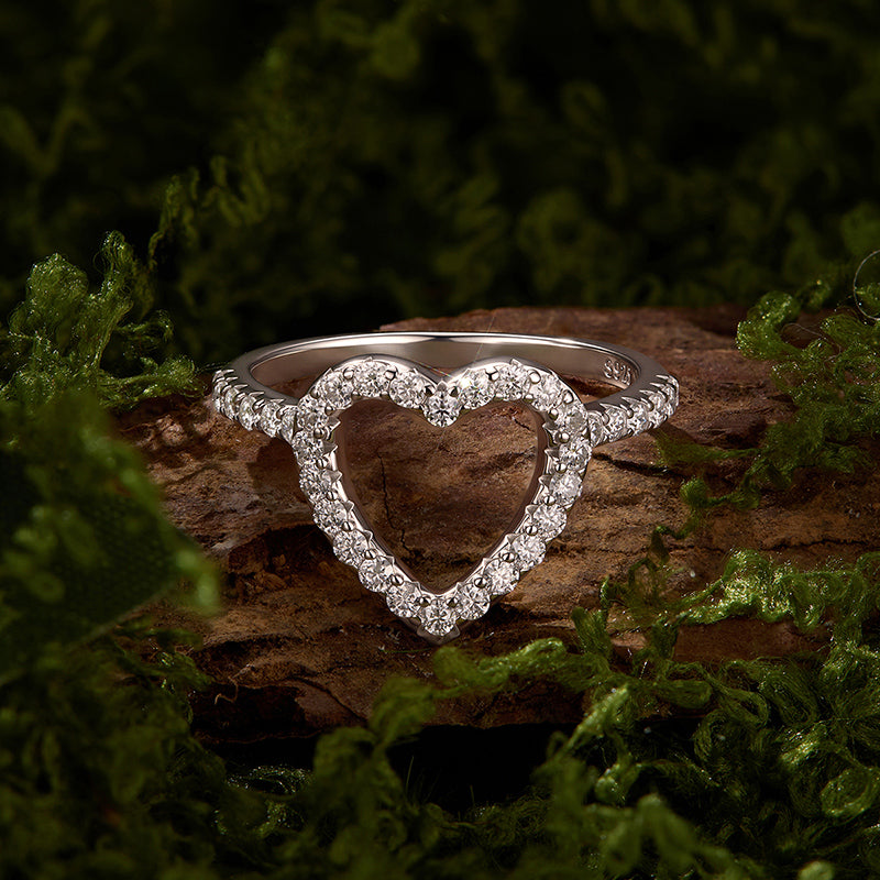 Open Heart Pavé Ring