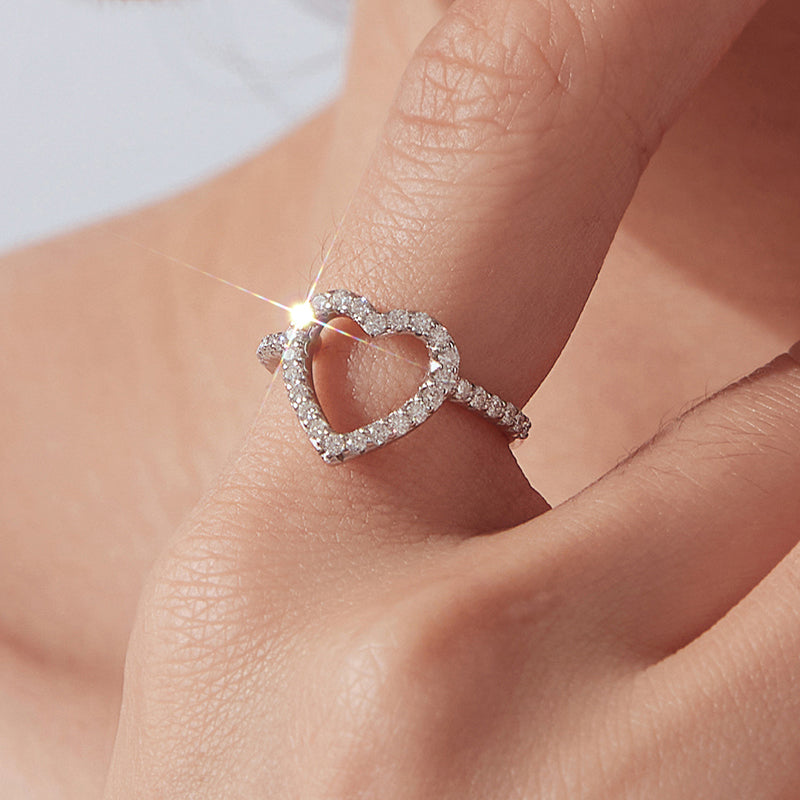 Open Heart Pavé Ring