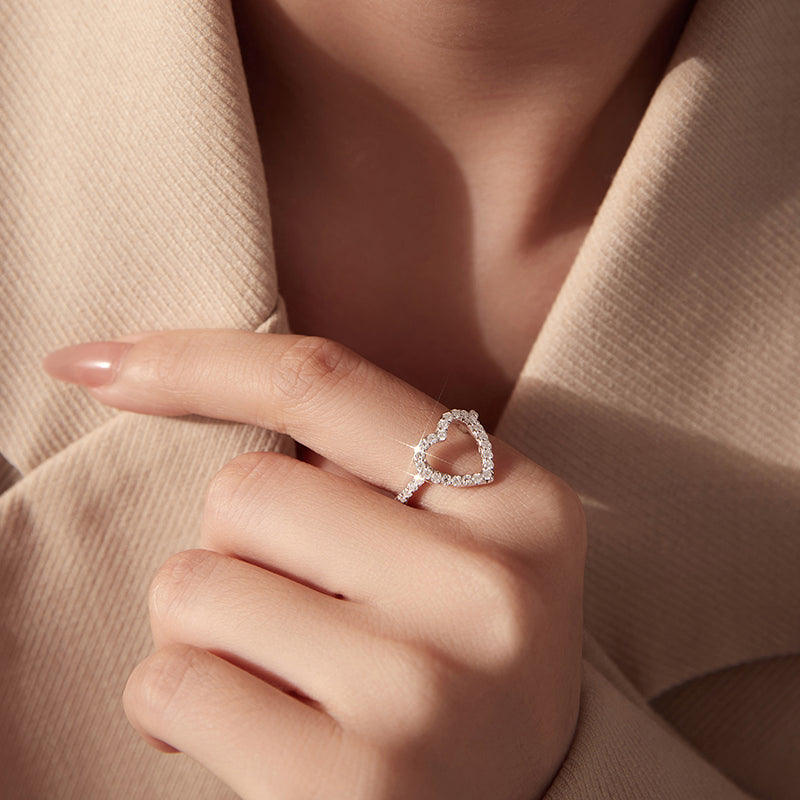 Open Heart Pavé Ring