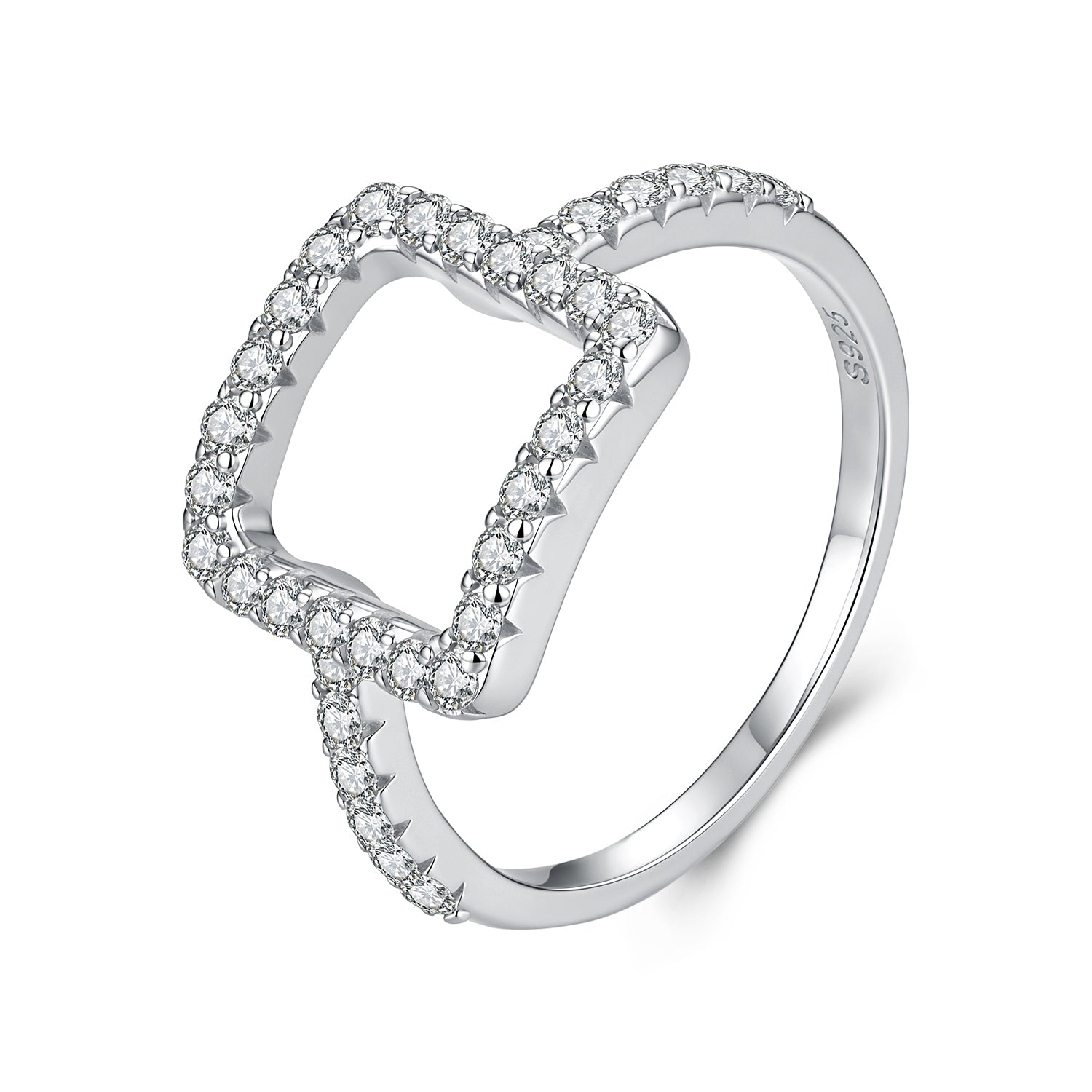 Open Square Pavé Ring
