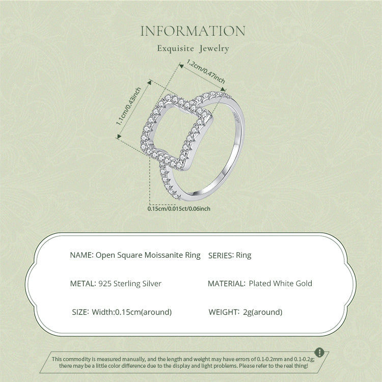 Open Square Pavé Ring