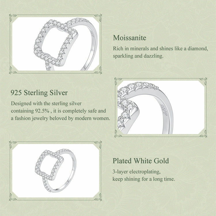 Open Square Pavé Ring