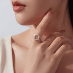 Open Square Pavé Ring