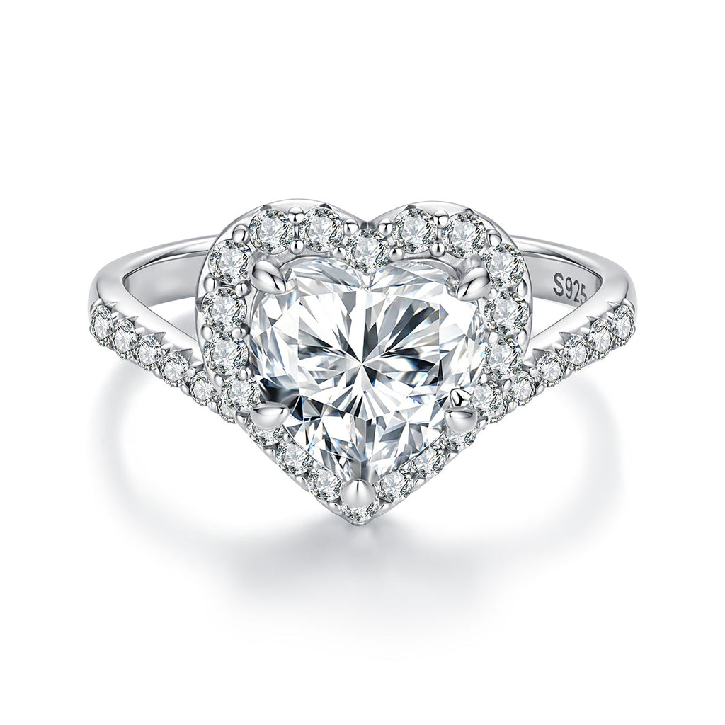Heart Halo Moissanite Ring