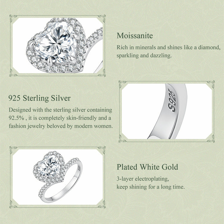 Heart Halo Moissanite Ring