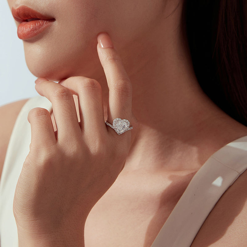Heart Halo Moissanite Ring