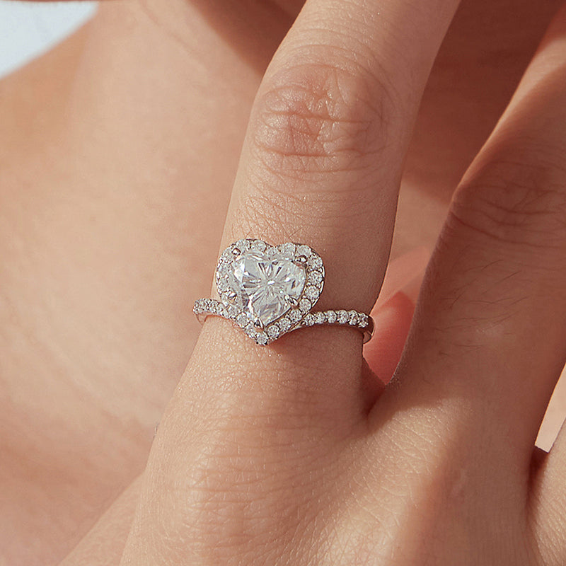 Heart Halo Moissanite Ring