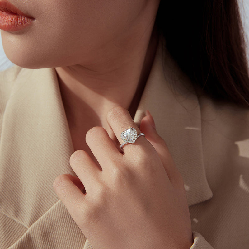 Heart Halo Moissanite Ring