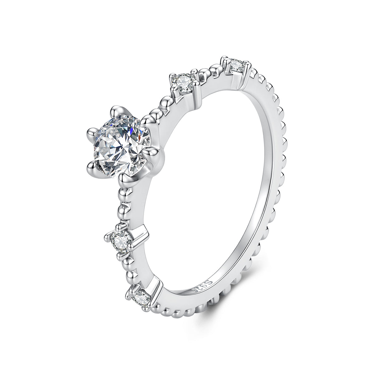 Beaded Milgrain Solitaire Ring
