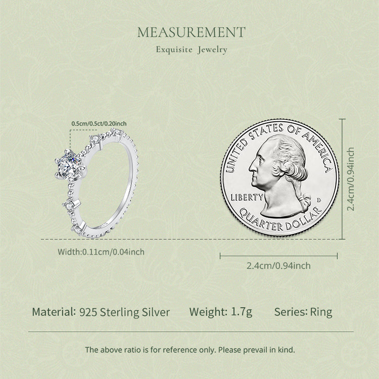 Beaded Milgrain Solitaire Ring