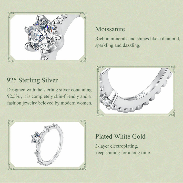 Beaded Milgrain Solitaire Ring