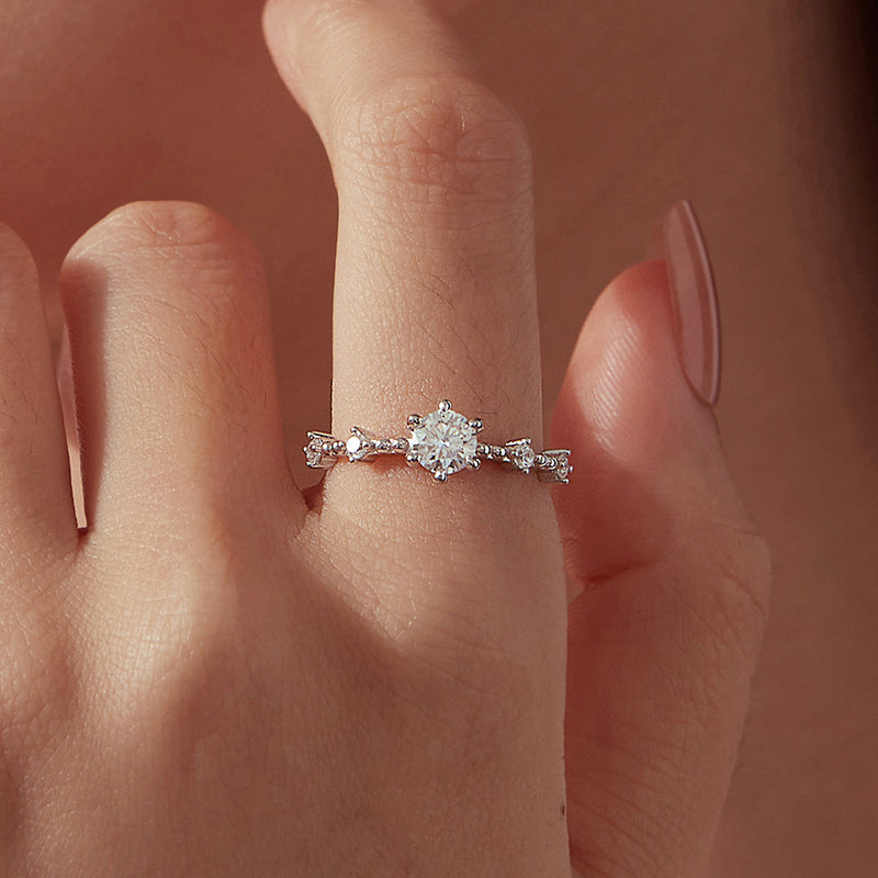 Beaded Milgrain Solitaire Ring