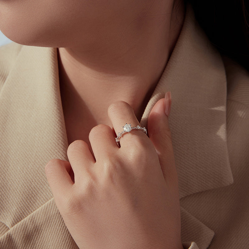 Beaded Milgrain Solitaire Ring