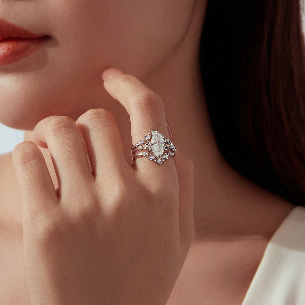 Marquise Crown Stacking Set