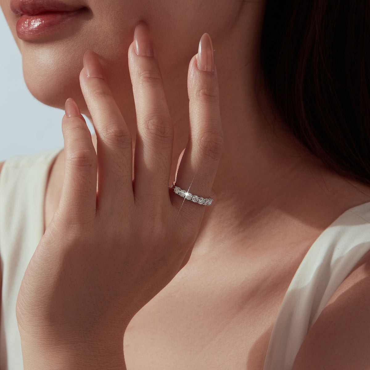Moissanite Half-Eternity Band