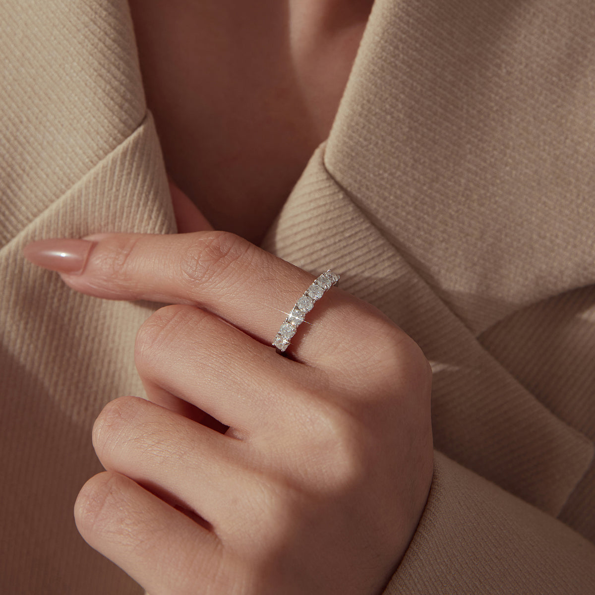 Moissanite Half-Eternity Band
