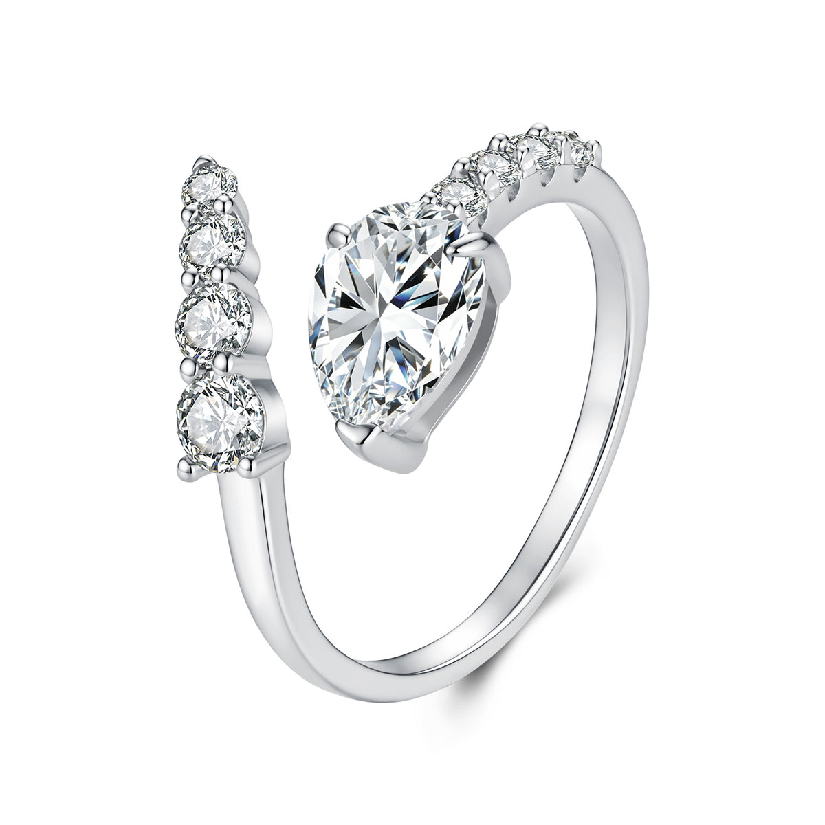 1.5ct Pear Moissanite Open Ring