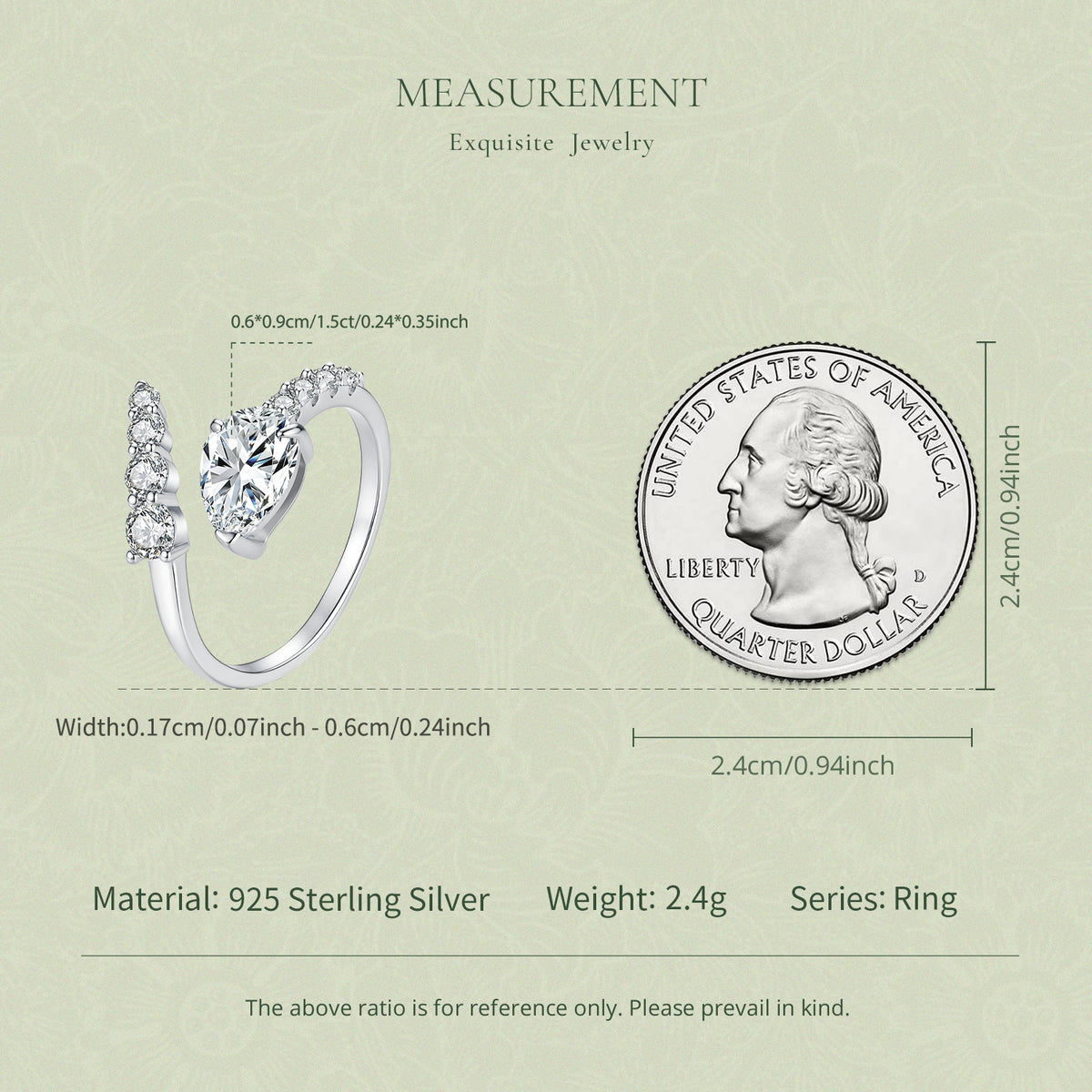 1.5ct Pear Moissanite Open Ring
