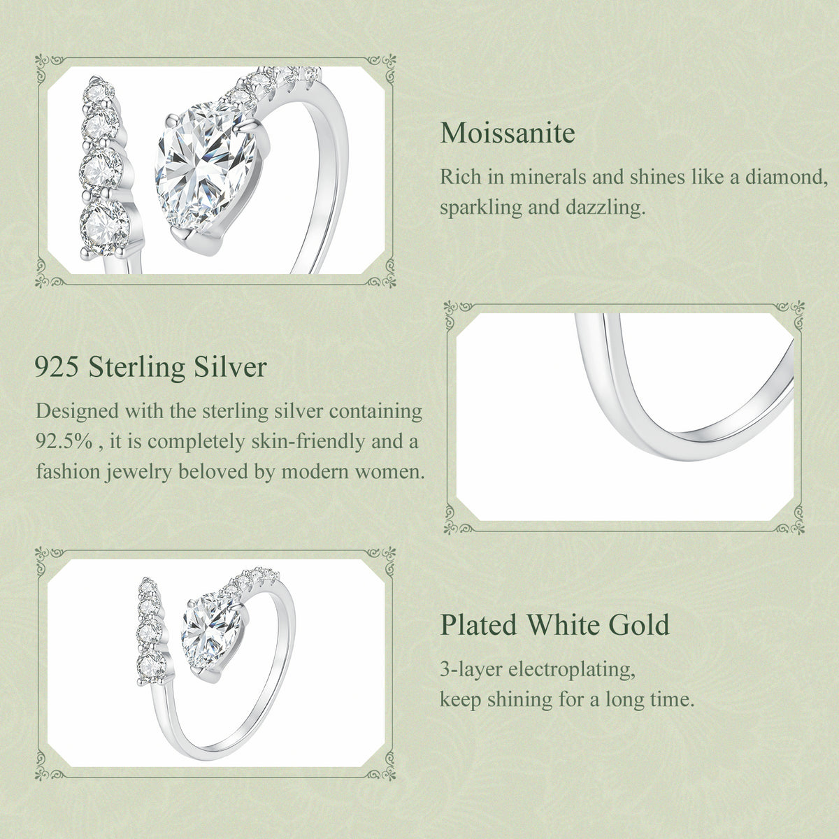 1.5ct Pear Moissanite Open Ring