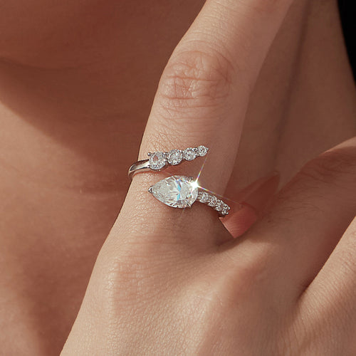 1.5ct Pear Moissanite Open Ring